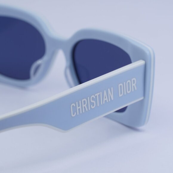 Dior DIORPACIFIC S1U 80B0 Sunglasses Shiny Blue/White Rectangle Frame, Blue Lens